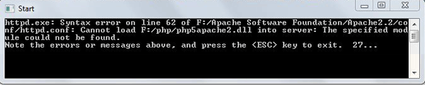 Apache 2.2.x Can't Load php5apache2.dll Module Error
